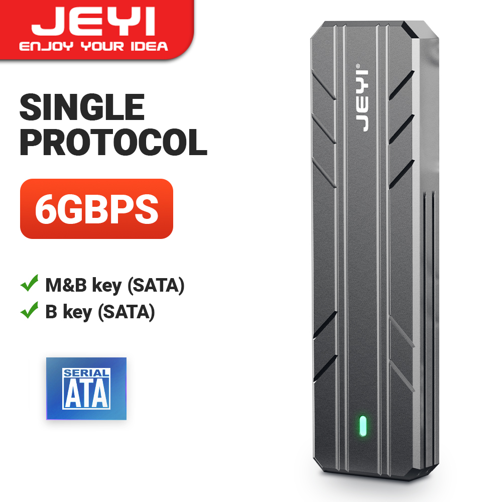 JEYI M.2 SSD Enclosure NVMe SATA Dual Protocols SSD Case USB 3.2 10Gbps PCIe Adapter External Enclosure Supports M and B&M Keys. 
