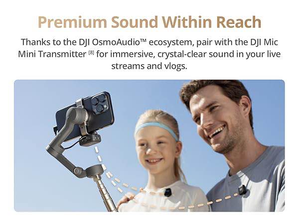 DJI Osmo Mobile 7P Gimbal Stabilizer for iPhone, Android, Native Tracking, Lighting, 3-Axis Phone Gimbal, Quick Launch, One-Tap Edit, Built-in Extension Rod & Tripod, 10hrs Use, Phone Charging. 
