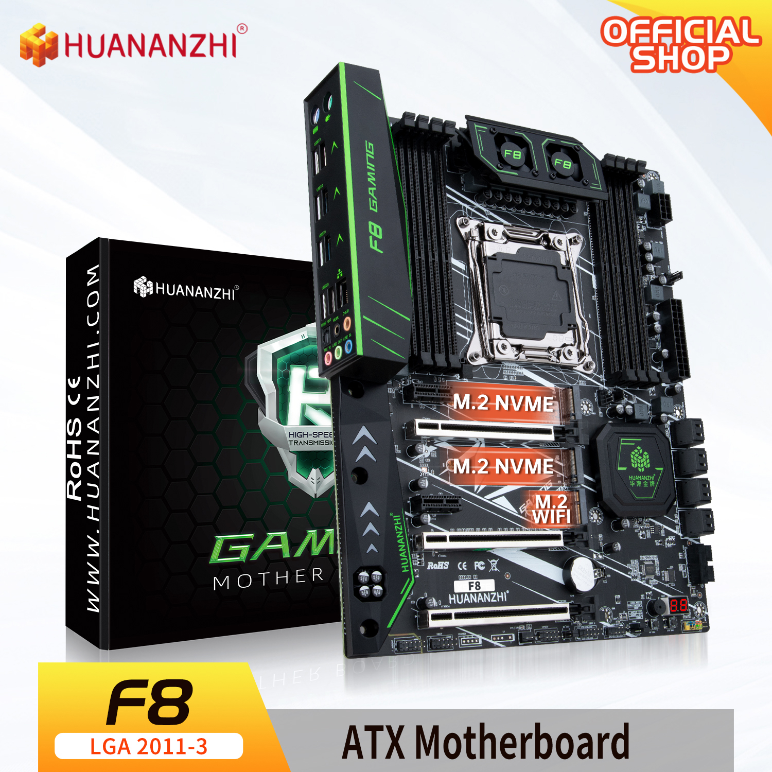 HUANANZHI X99 F8 LGA 2011-3 XEON X99 Motherboard support Intel E5 All Series DDR4 RECC NON-ECC memory NVME USB3.0 ATX Server. 