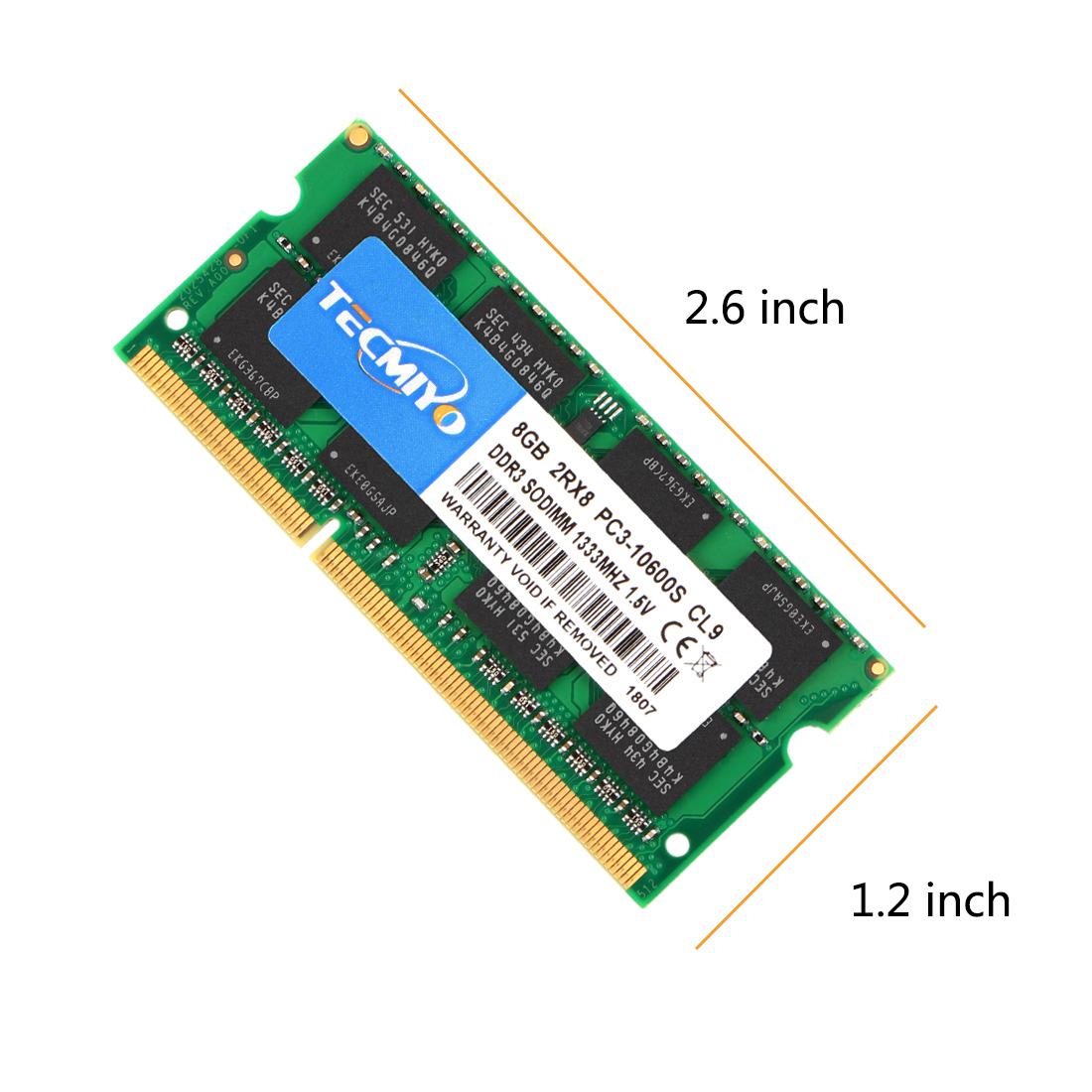Tecmiyo Laptop RAM 16GB ( 2X 8GB ) DDR3 1333MHz PC3-10600S 2RX8 CL11 SODIMM 1.5V 204pin Notebook Memory -Green. 
