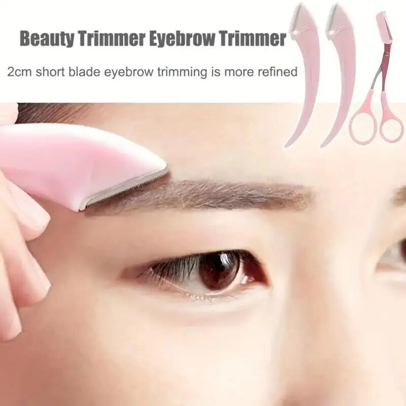 Eyebrow Trimmer Set with Comb Perfect for Men AndWomen Suitable for All Skin Types Curved Razor and Scissors for EasyHair Remova. 