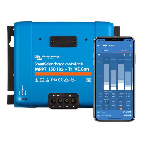 Victron smart Solar Charge Controller, MPPT,  150/85, Brand: Victron energy,  Natherland. Max PV input: 150 VDC, Output: 85 Amps, 12/24/36/48 Volts(Charging Voltage), Accessible with all smart phone via Bluetooth.
