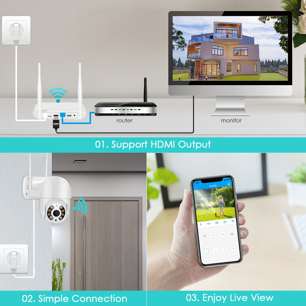 WiFi NVR 8CH / 4CH 6MP H.265 Onvif Network Video Recorder for Wireless Security System Support Face Detection 2.5'' HDD iCSee. 