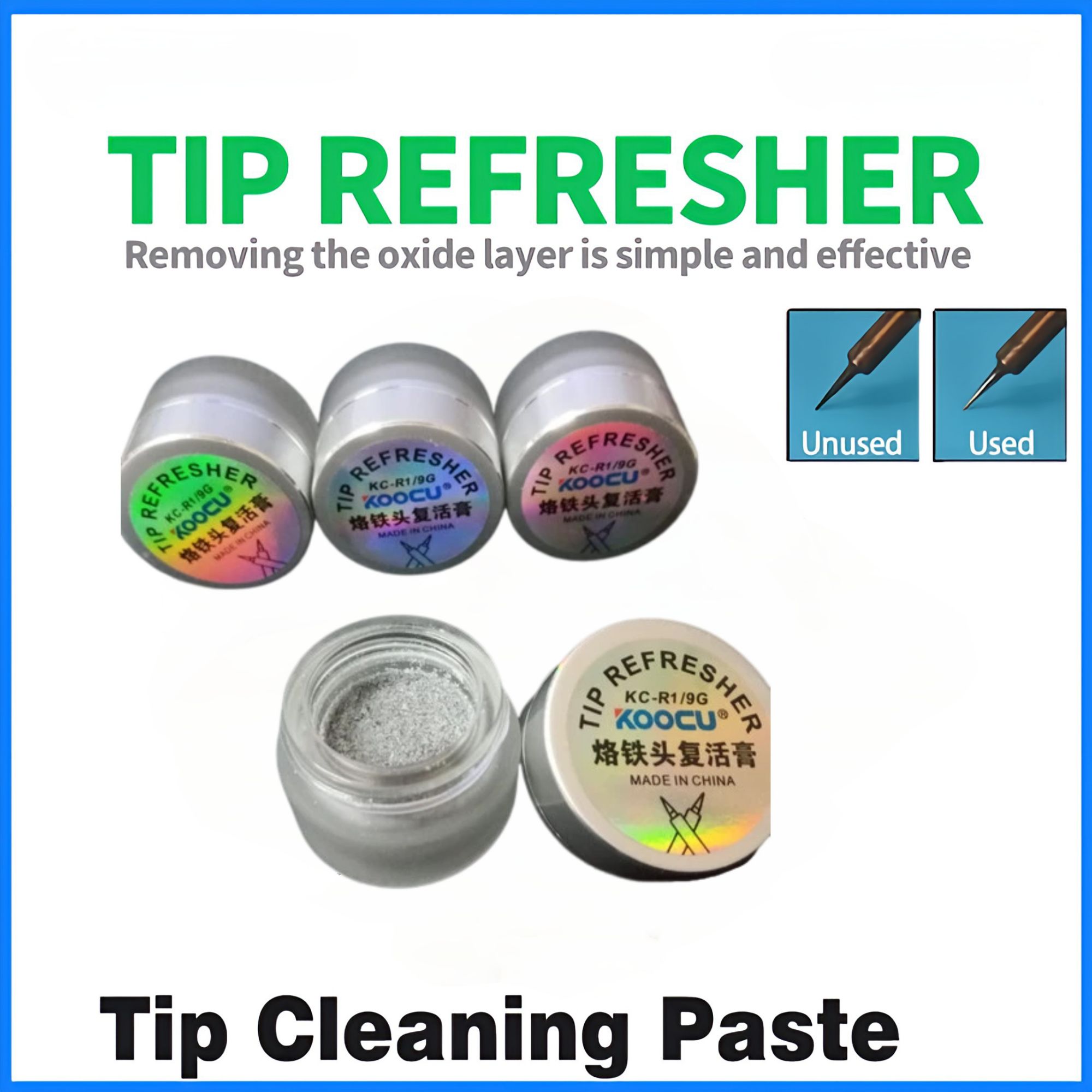 Soldering Iron Tip Refresher Non-stick Tin Solder Cream Clean Paste for Oxide Head Resurrection Oxidative Activator Tips Restore And Update Repair Tools Koocu KC-R1/9G RL-461 Cottden Similar  Atten AT-F10 JSD-40A. 
