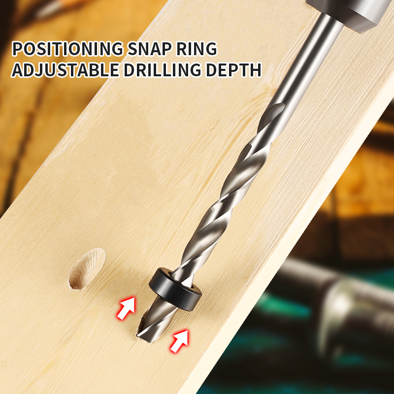 Twist Step Drill Bit With Stoper Locator For Kreg Jig Guide Manual Pocket Pilot Hole Depth Stop Collar 1/4 Hex Round Woodworking. 