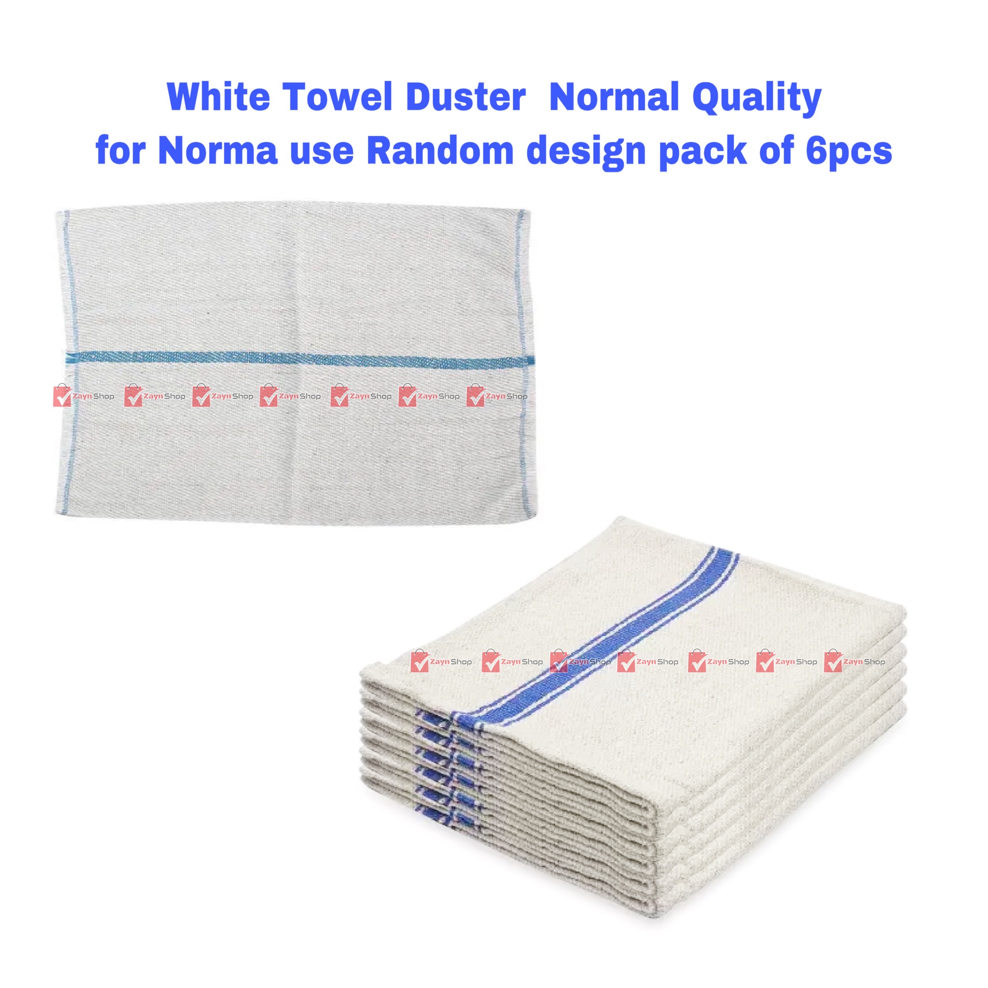 Cleaning cloth Towel Duster white Normal Quality for Norma use Random design pack of 6pcs