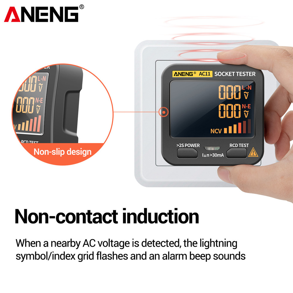 ANENG AC11 Digital Smart Socket Tester Voltage Test Socket Detector US/UK/EU/AU Plug Ground Zero Line Phase Check Rcd NCV test. 