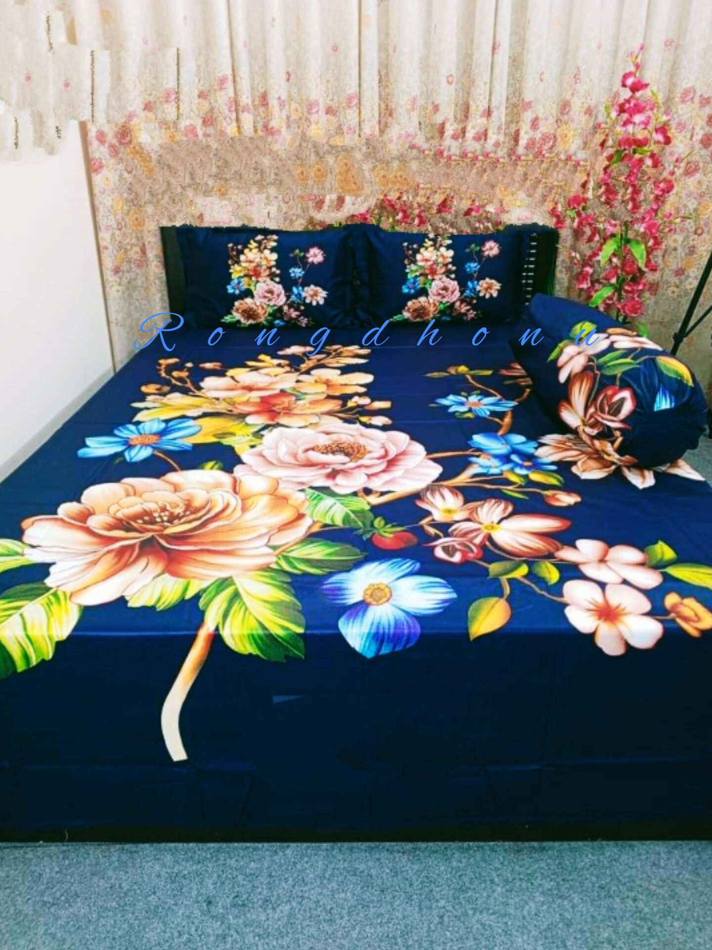 Upgrade Your Bedding Setup with  Luxury Cotton King Size Twill Panel Bedsheet (7.5x8.5 ft) Set and 2 Pillow Covers. 