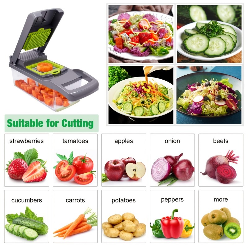 14 In 1 Multifunctional Vegetable Chopper, Cutter Vegetable Dicer Slicer Cutter Mandoline Onion Chopper For Onion Potato Tomato. 