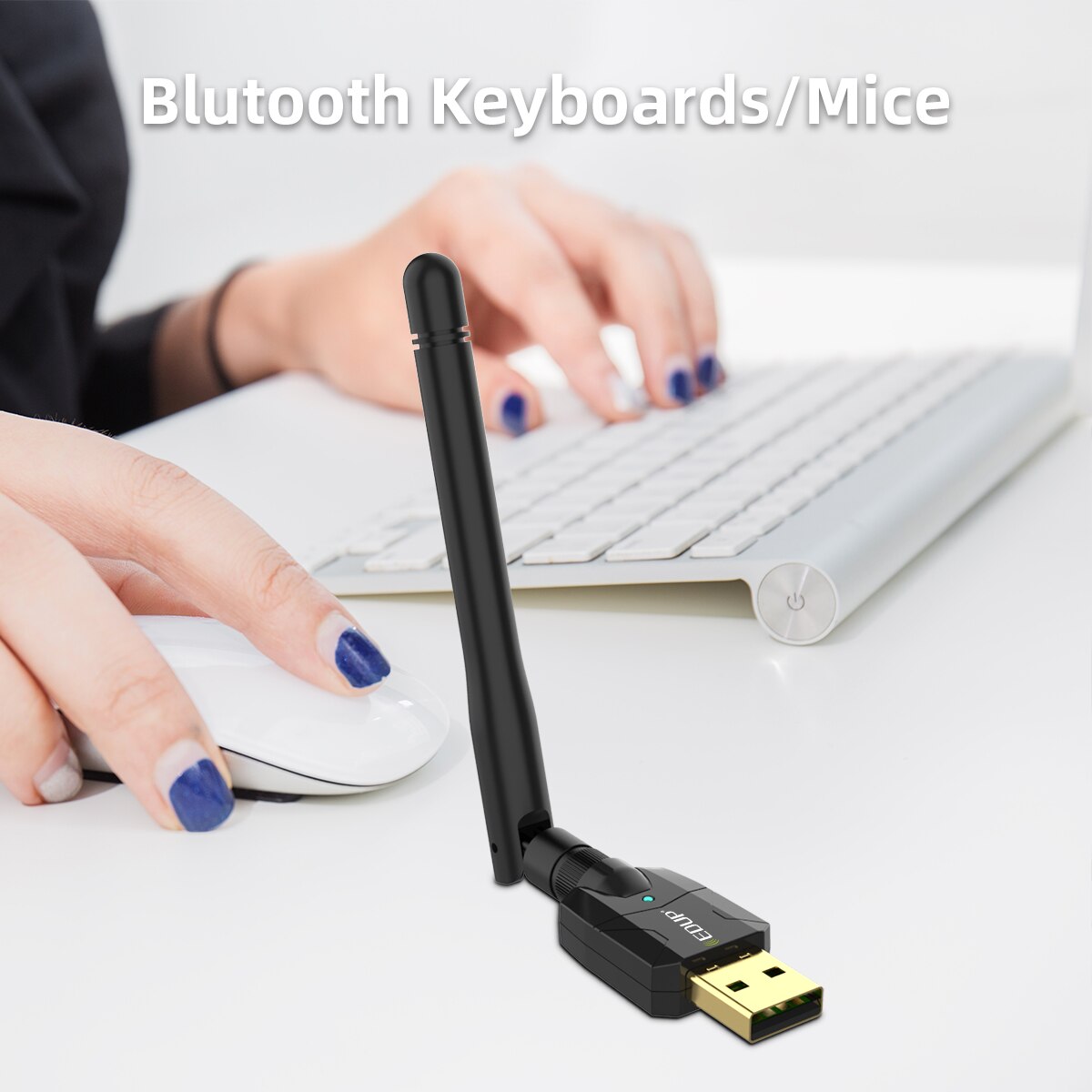EDUP 100M Bluetooth Adapter USB Bluetooth 5.1 Wireless Receiver Transfer For PC and Desktop Audio Wireless Mouse Adapter. 