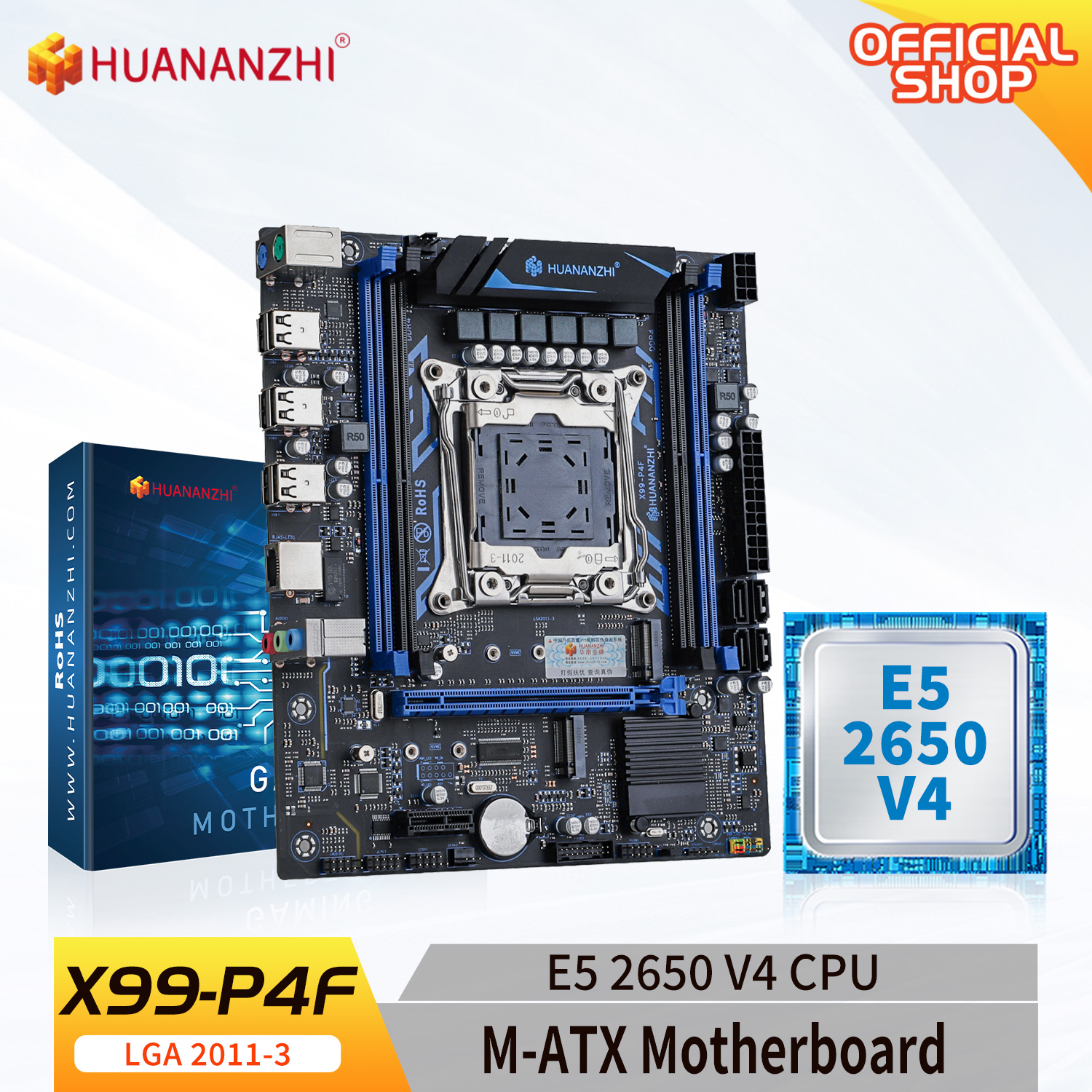 HUANANZHI X99 P4F LGA 2011-3 XEON X99 Motherboard with Intel E5 2650 V4 Support DDR4 NON-ECC memory combo kit set NVME SATA. 