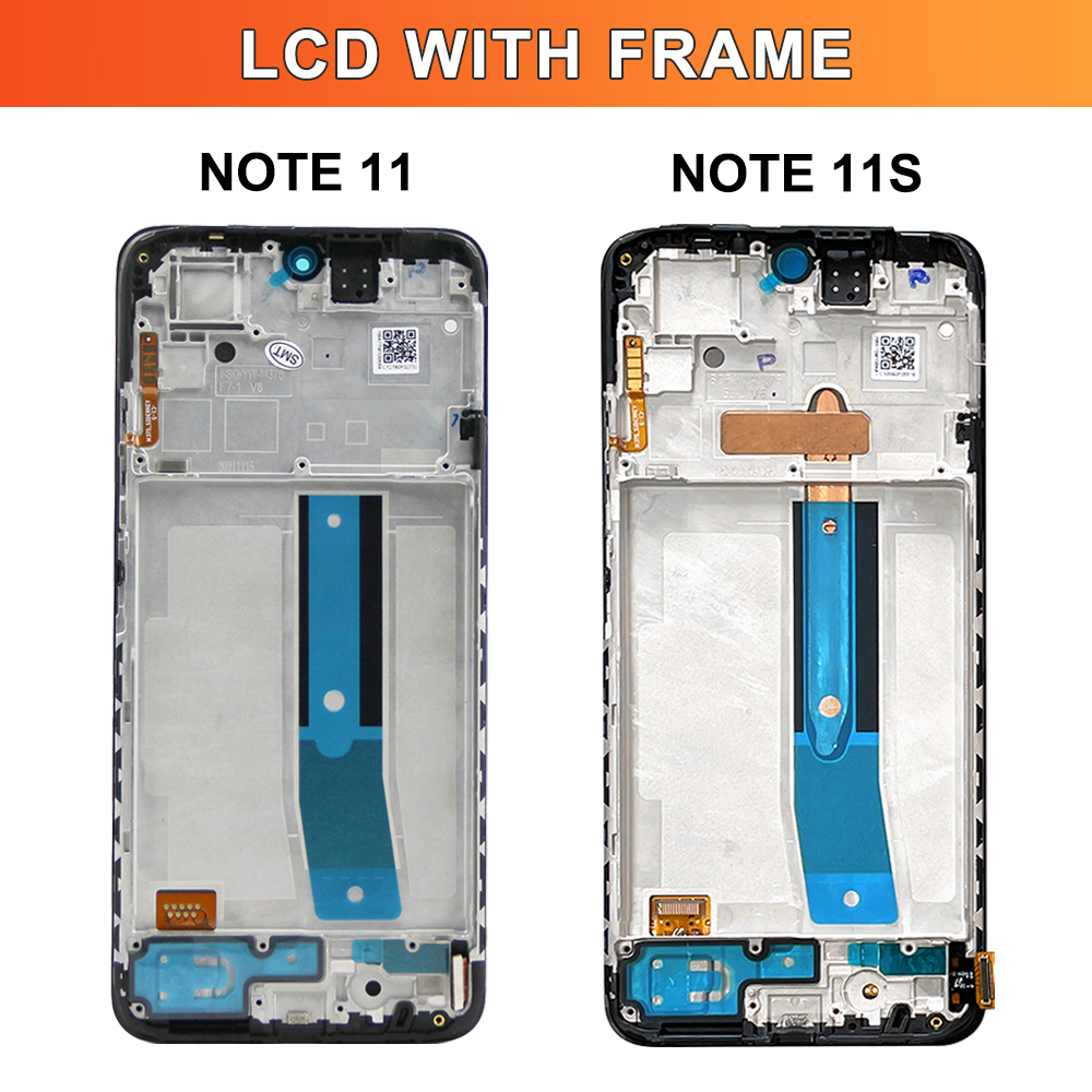 6.43" For Xiaomi Redmi Note 11 2201117TG LCD Display Touch Screen Digitizer Assembly For Redmi Note 11 2201117SG Screen +Frame. 