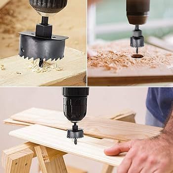 8Pcs Wood Hole Saw Set for Wood and Drywall and Plastic Cutting Woodworking Tools with Plastic box. 
