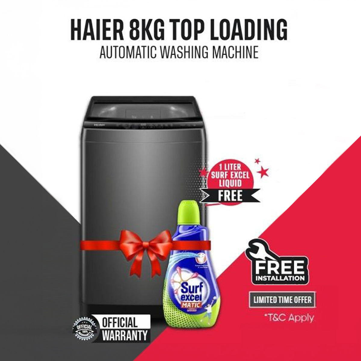 Haier 8 KG Top Loading Washing Machine/air dry/fresh air system/near zero water pressure/NZP (HWM80-316S6)