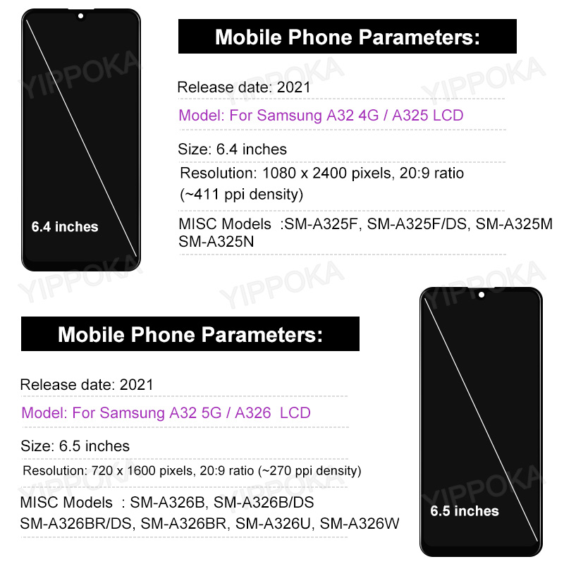 For Samsung Galaxy A32 5G LCD Display SM-A326 LCD Screen Touch Digitizer For Samsung A32 4G LCD SM-A325F/DS SM-A325M Screen. 