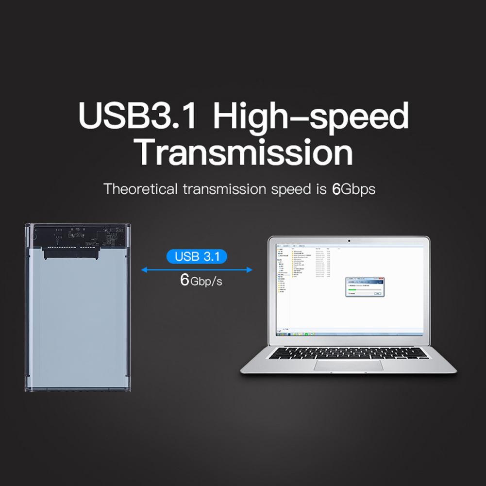 2.5 inch HDD Case SATA To USB3.1 8TB External Hard Drive Case 10 Gbps 8TB SSD Box USB3.0 To Type-C Transparent Hard Disk Box. 