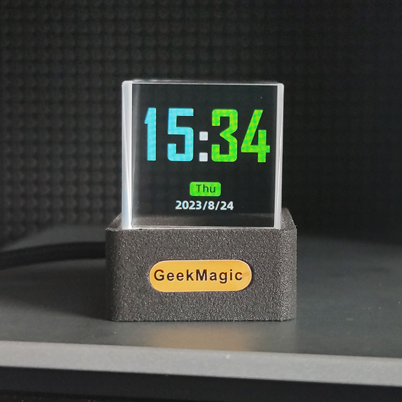 GeekMagic GIFTV Crystal Holographic Desktop Decoration Smart Weather Station Digital Clock with GIF Animations and Image Album. 