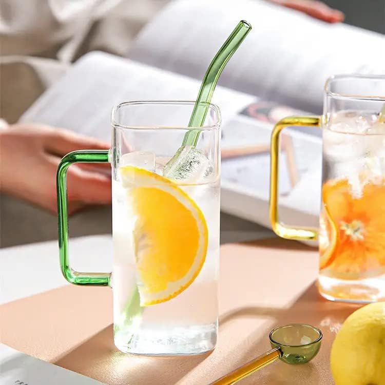 Premium-Square Mason Jar 400ml - Elegant Glass Container for Storage, Preservation and Decor, Airtight Lid, Versatile and Stylish Jar,Milkshake, Coffee & Juice Jar with Straw (Set of 1). 