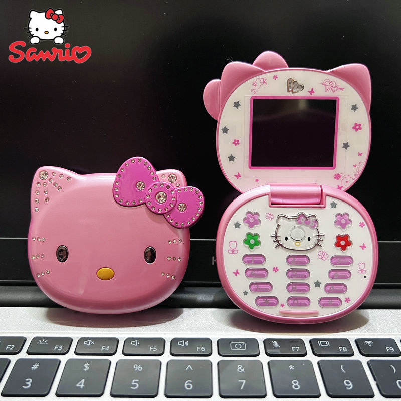 2023 Sanrio Hello Kitty Flip Phone Kawaii K688 Cartoon Kids Taiml Cute Mini Phone Birthday Fashion Girls Gifts Toys For Children. 