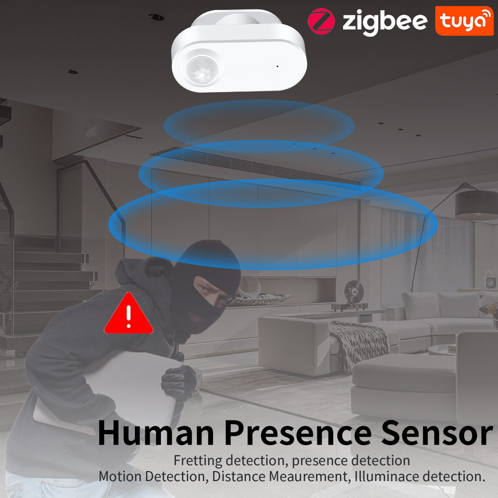 Tuya Zigbee Human Presence+ PIR Motion Detection Sensor Luminance Detector Battery operated Support Zigbee2mqtt Home Assistant. 