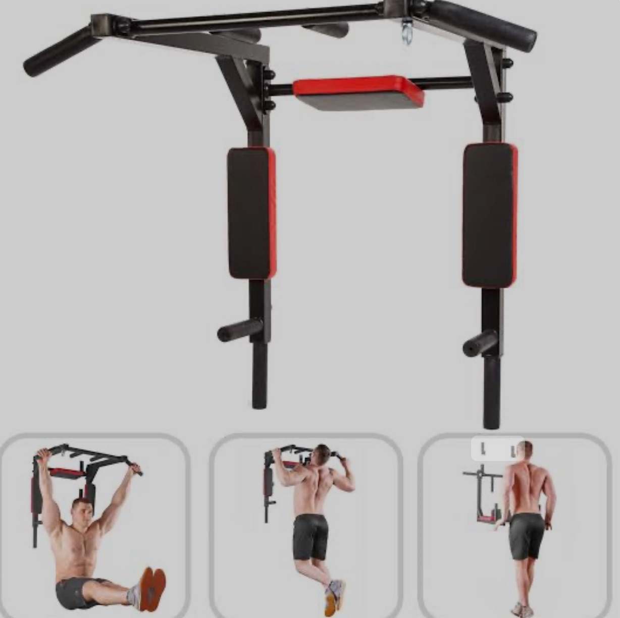 Pull Up Bar Dip Station Dip Bar 6 Grips-Black