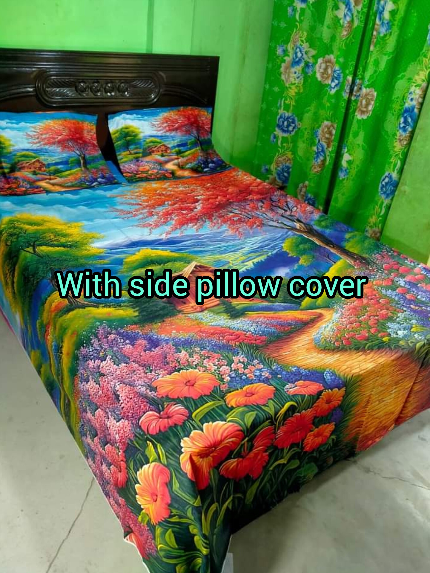 King size luxury panel bed sheet with two pillow cover size (7.5"×8.3") feet King size. 