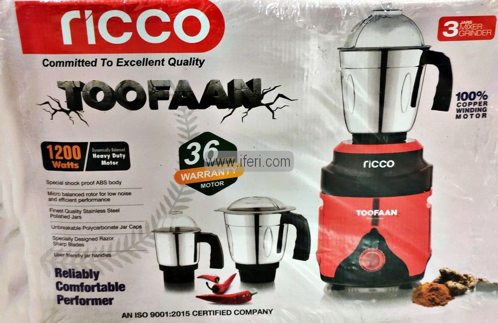 Ricco Toofaan 1200W Mixer Grinder Blender MBT1013. 