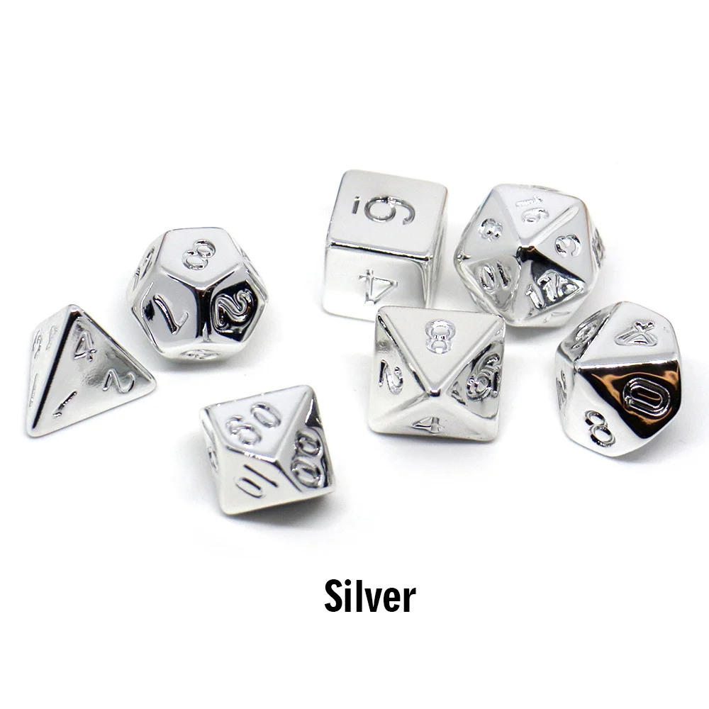 7-Piece Gold Plated Dice Set - D&D COC D4 D6 D8 D10 D% D12 D20 - Premium RPG Dice for Table Games, DND, MTG. 