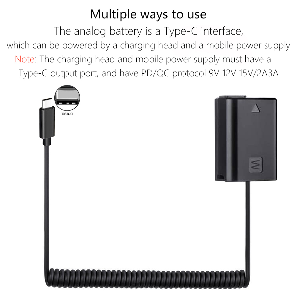 AC-PW20 USB-C Adapter NP-FW50 Dummy Battery for Sony Alpha ZV-E10 A6000 A6100 A6300 A6400 A6500 A5000 A5100 A7 A7II A7RII A7S. 