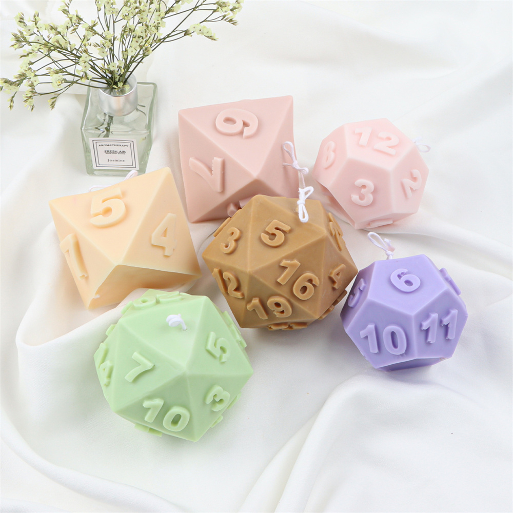 Large Silicone Polyhedral Dice Candle Mold Scented Soap Epoxy Resin Moulds Triangle Diamond Handmade Soap Making Tool. 