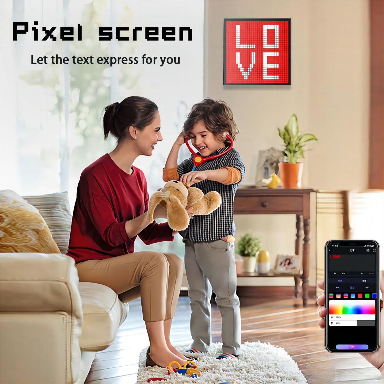 Smart LED Matrix Pixel Display RGB DIY Graffiti Bluetooth App Control Art Display For Gaming Room Decor Cool Animation Frame. 