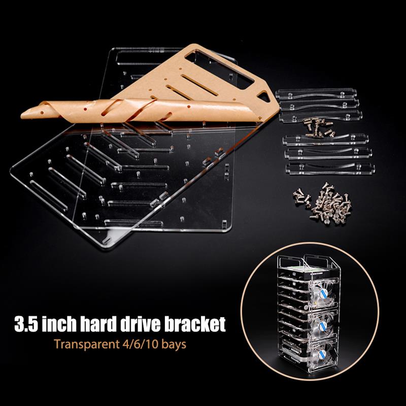 New DIY Acrylic Hard Drive Bracket Transparent Hard Disk Shelf Desktop Computer External Storage Box HDD Hard Disk Drives Cage. 