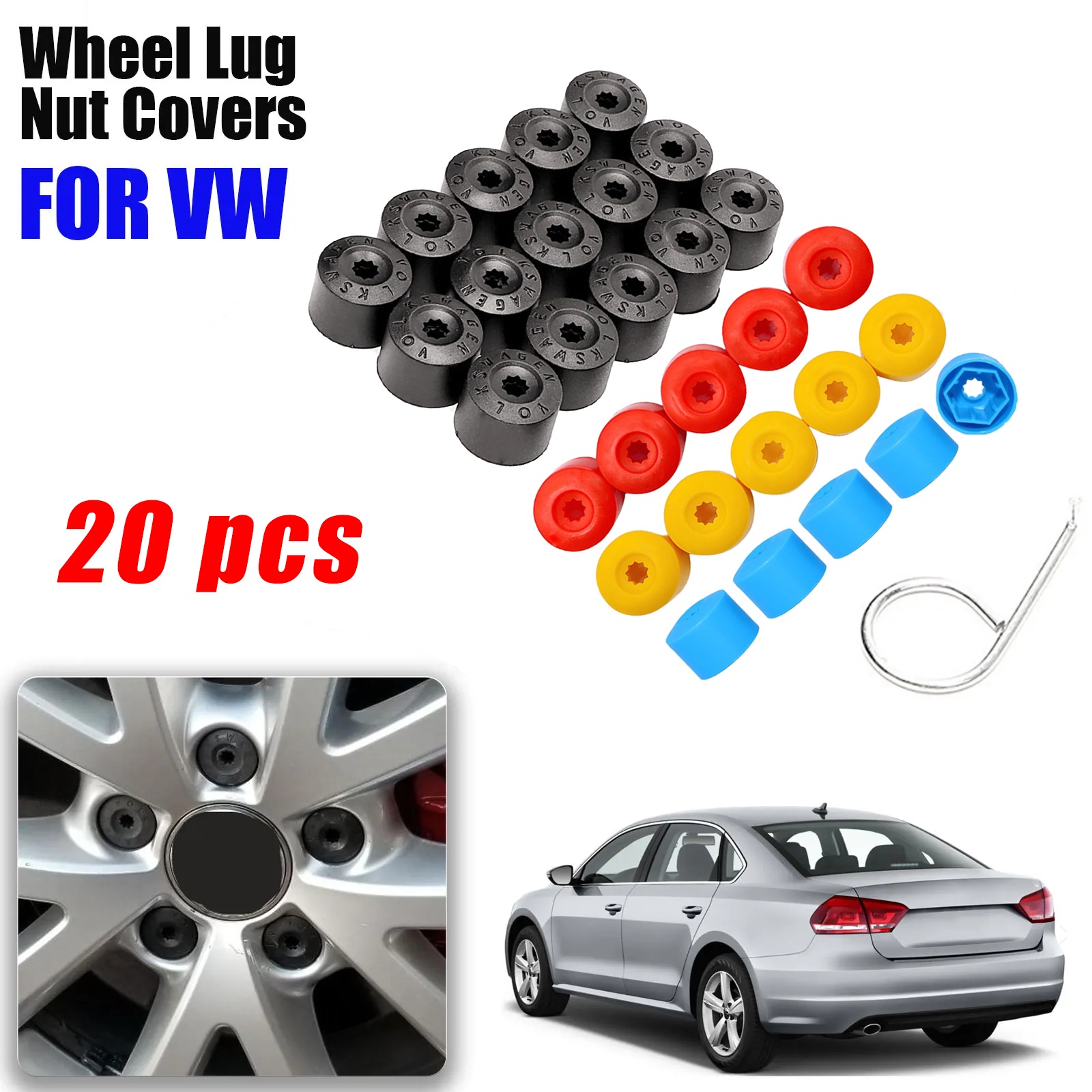 PUL 20-Pack 19mm Purple Silicone Lug Nut Covers – Universal Wheel Bolt Caps, Dustproof, No Tools Needed