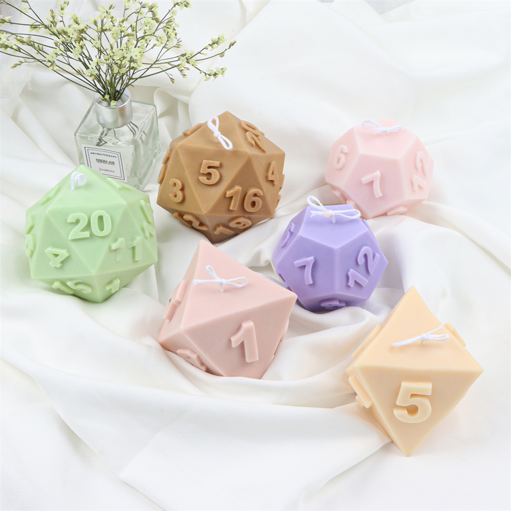 Large Silicone Polyhedral Dice Candle Mold Scented Soap Epoxy Resin Moulds Triangle Diamond Handmade Soap Making Tool. 