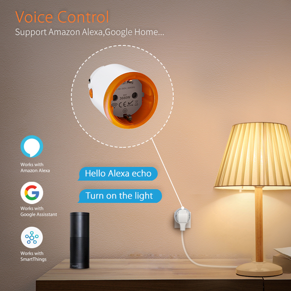 Tuya Zigbee 3.0 Smart Home Zigbee2mqtt 16A EU Outlet 3680W Power Monitor Timer Meter Compatiable With Alexa Google Assistant. 
