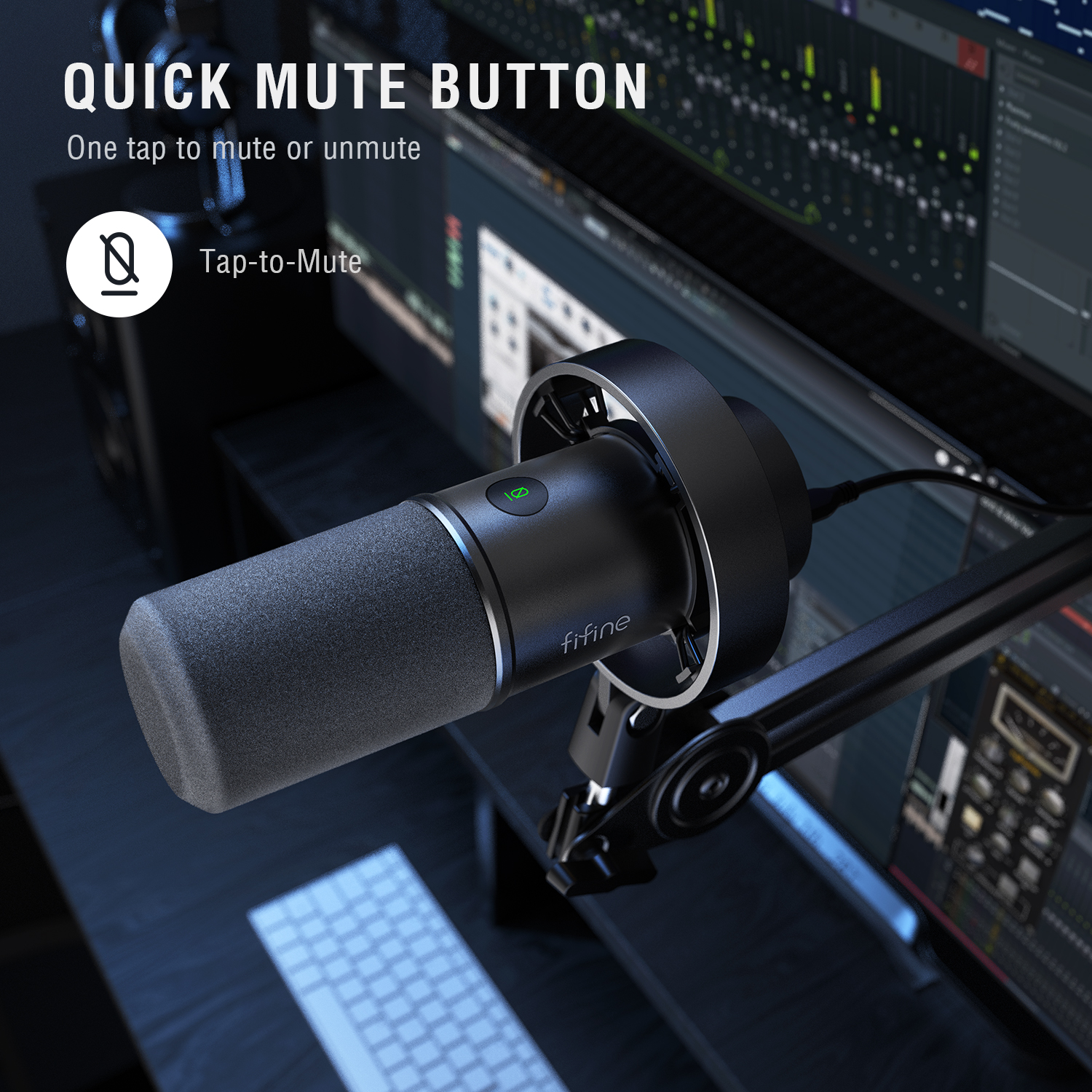 FIFINE Dynamic USB/XLR Microphone with Gain Knob/Touch-mute/Headphone Jack,Recording Mic for PC Sound Card Streaming-K688W White. 
