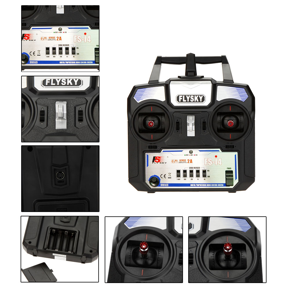 Flysky FS-i4 AFHDS 2A 2.4GHz 4CH Radio System Transmitter for RC Helicopter Glider with FS-A6 Receiver. 
