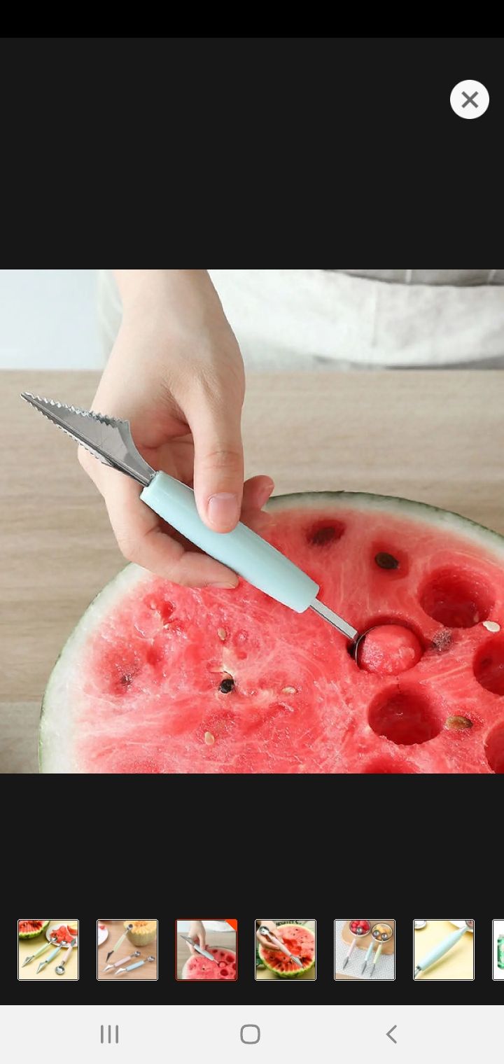 Fruit design cutter with scoop dual sided. 