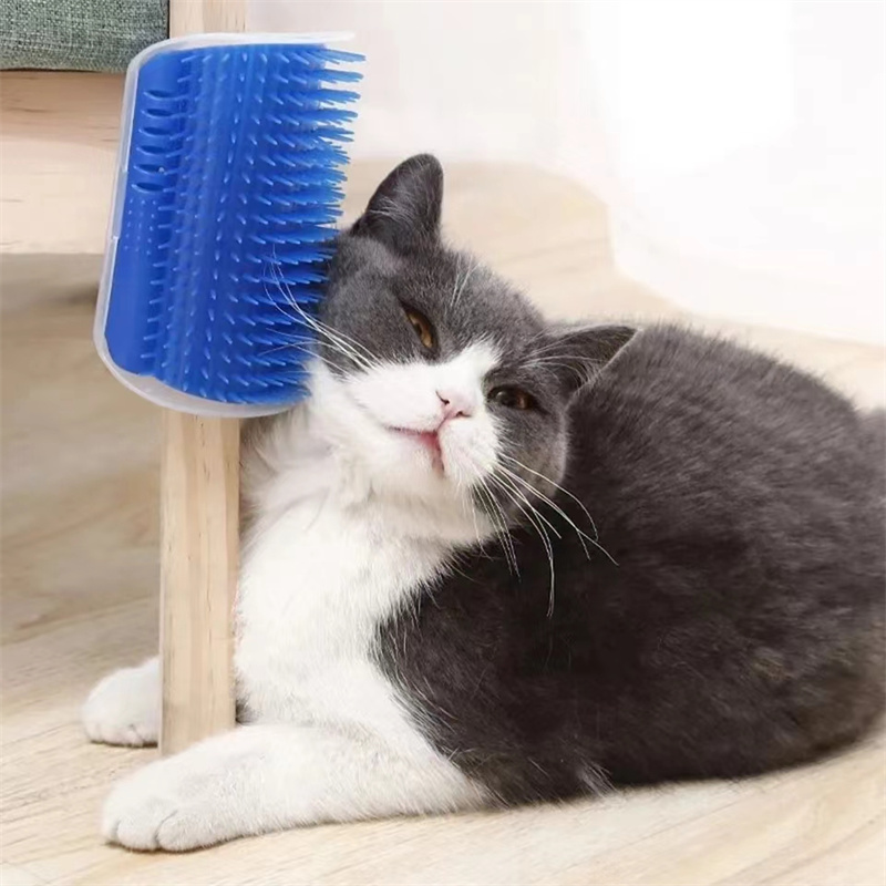 Pet Cats Corner Brush Self Cat Massage Groomer Comb Brush with Catnip Cat Rubs The Face with Tickling Comb for Pets