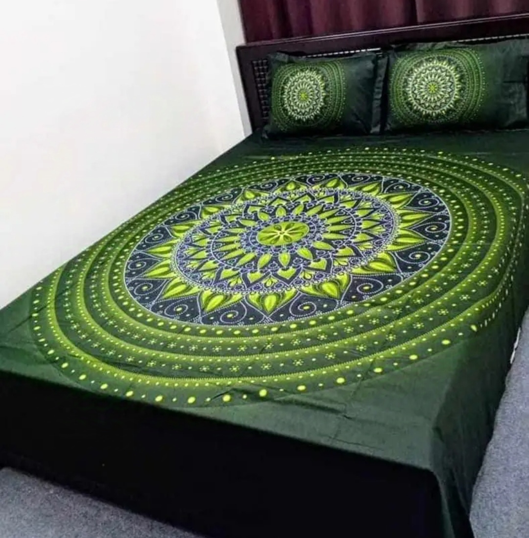 King Size Cotton Bed Sheet with Matching 3 Pillow Covers