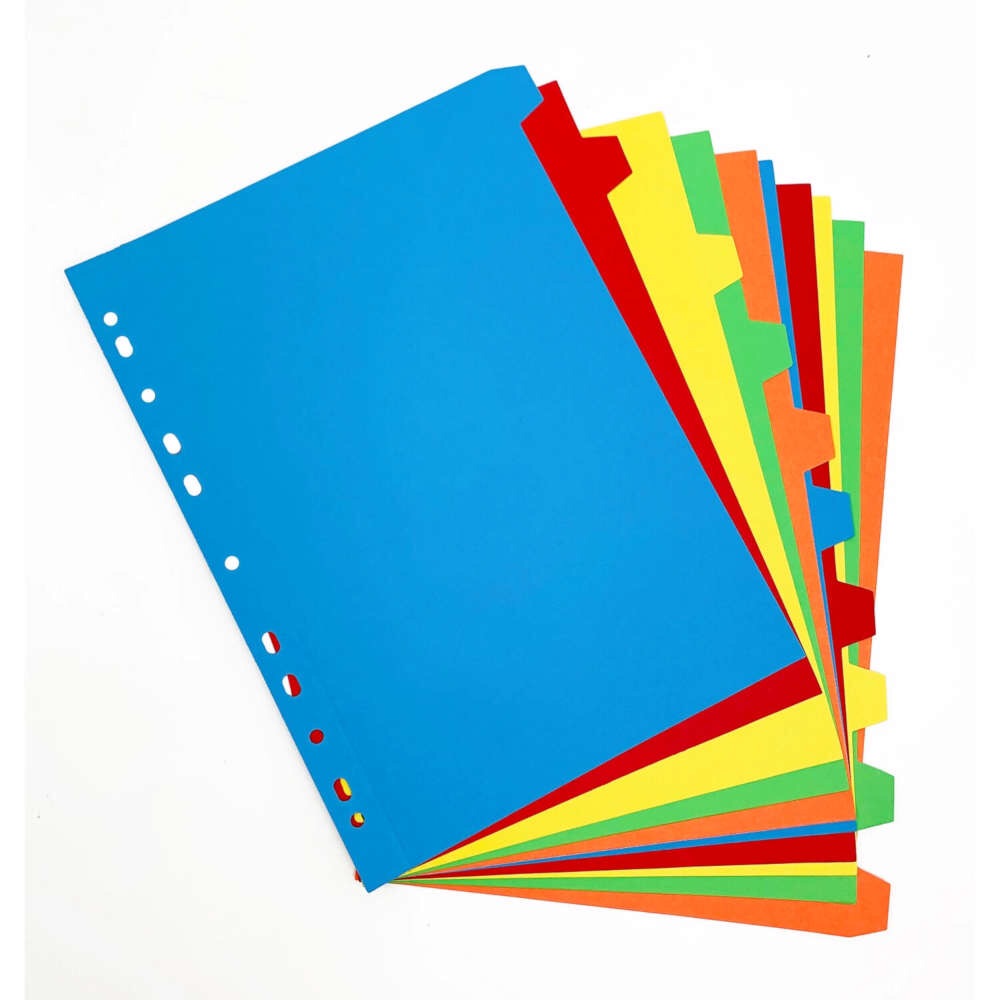 A4 Assorted 10 Color index divider. 