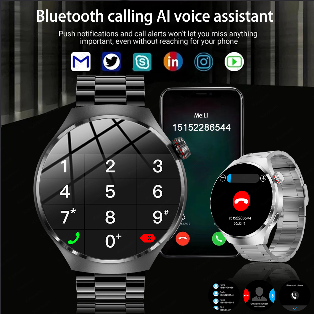 For Huawei Xiaomi NFC Smart Watches Men Watch 4 Pro AMOLED HD Screen Heart Rate Bluetooth Call IP68 Waterproof SmartWatch 2023. 