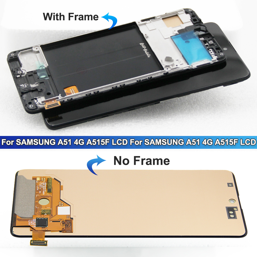 A51 Screen Replacement for Samsung Galaxy A51 A515 A515F A515F/DS Lcd Display Touch Screen with Frame Digitizer Assembly Parts. 