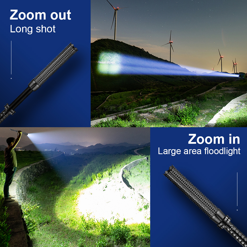 Telescopic Baton Self Defense Led Torch Cree Xhp70 Led Tactical Flashlight 18650 Rechargeable Baton For Self-defense Hand Lamp. 