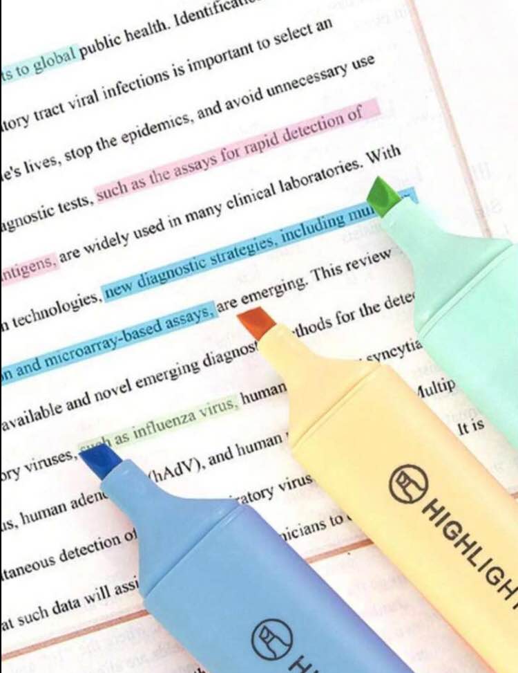Fluorescent Highlighter Pens 6 pcs Set Pastel Macaron Colored For Drawing, Marking, Note-Taking. 