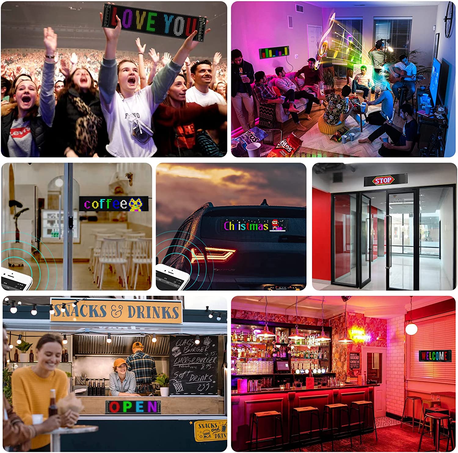 LED Matrix Pixel Panel ,USB 5V Flexible Addressable RGB Pattern Graffiti Scrolling Text Animation Display Car Shop,Bluetooth APP. 