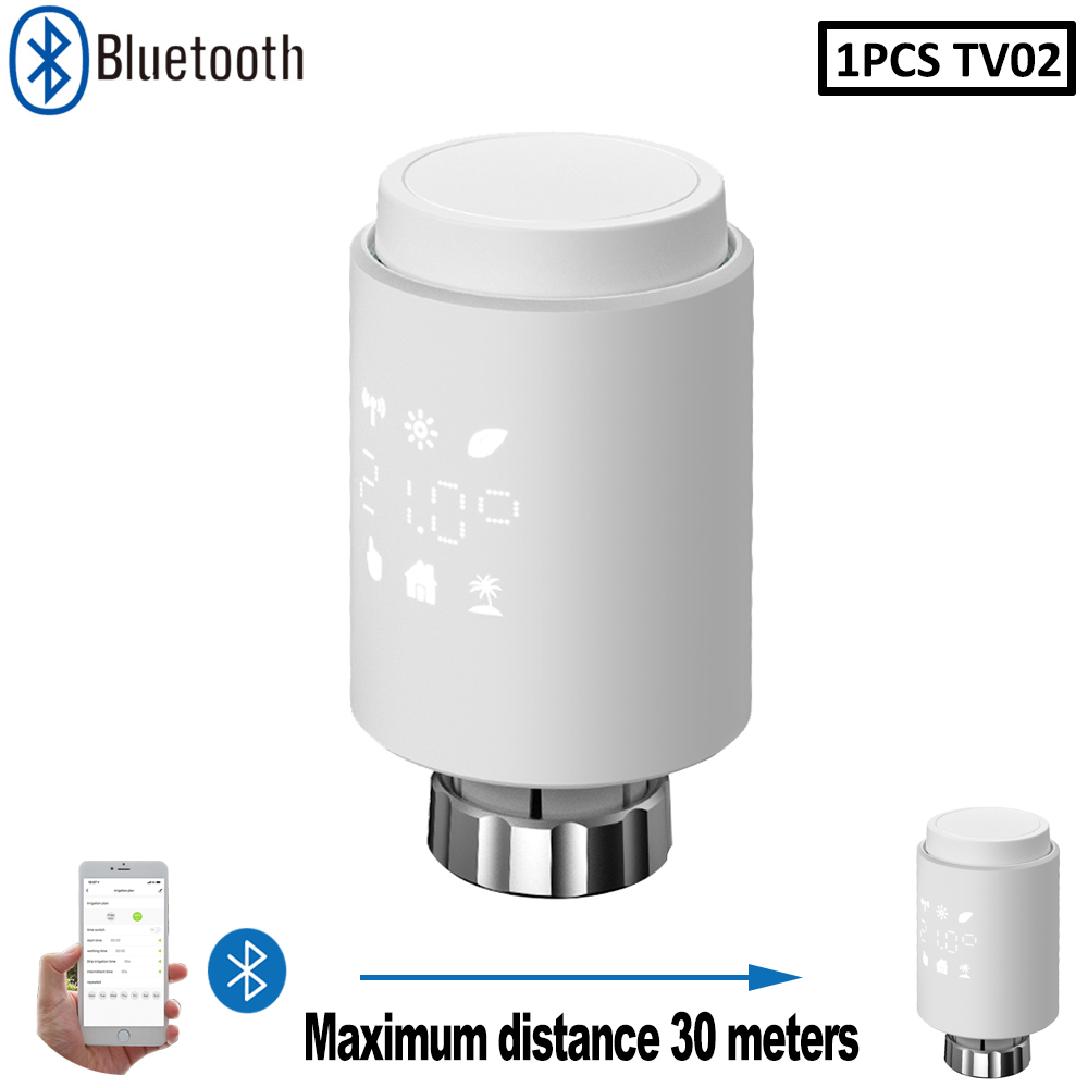Smart Thermostatic Radiator Valve Actuator Bluetooth TRV Programmable Temperature Controller Alexa Tuya Google Assistant. 