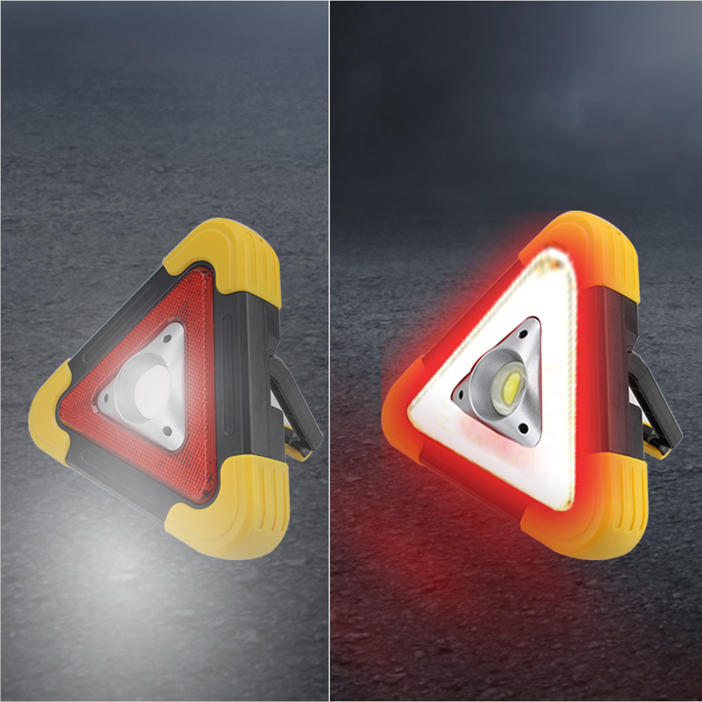 Triangle Warning Sign Road Safety Alarm lamp Portable Emergency Breakdown Flashing light on hand Car LED Work light. 