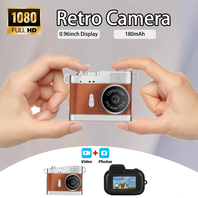 Keychain Camera Mini 0.96 inch Thumb Mini Action Camera Retro Support Memory Card 1080P Very Small Camcorder Video Recorder