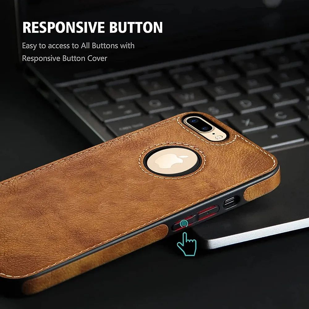 Pikkme iPhone 7 Plus / 8 Plus Back Cover | Flexible Pu Leather | Full Camera Protection | Raised Edges | Super Soft-Touch | Bumper Case for iPhone 7 Plus / 8 Plus (Brown). 
